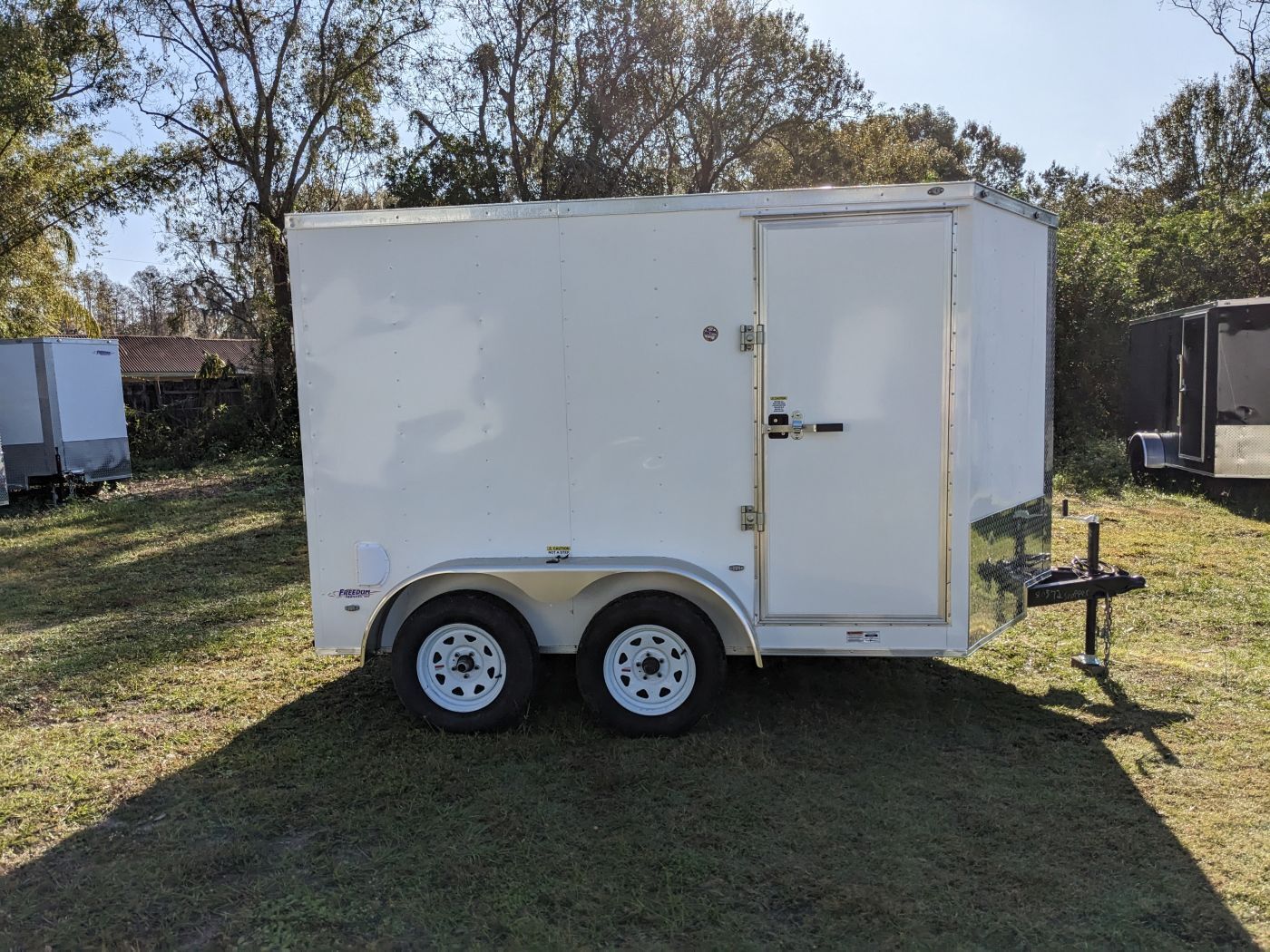 Freedom Trailers 7x10 TA Trailer - White, Ramp, Side Door, Extra Height