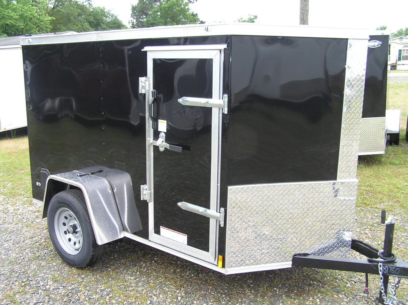 Diamond Cargo 5x8 SA Trailer - Black, Ramp, Side Door