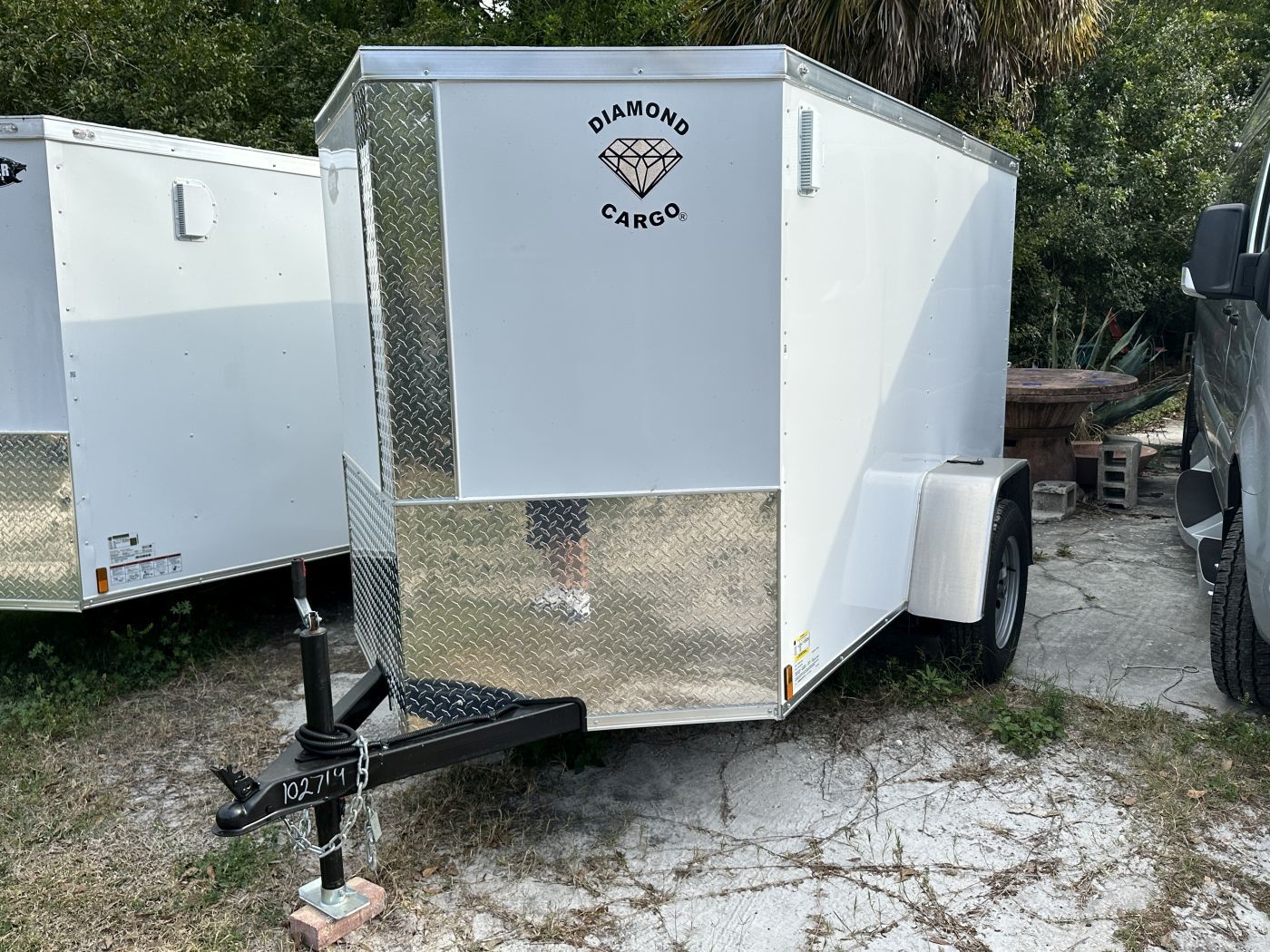 Diamond Cargo 5x8 SA Trailer - White, Ramp, Side Door - Image 2