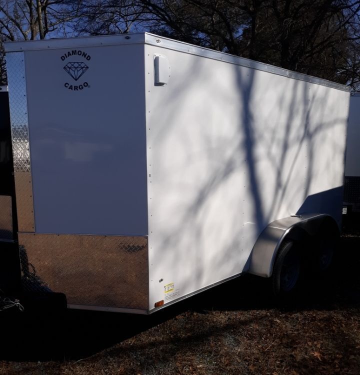 Diamond Cargo 6x12 TA Trailer - White, Ramp, Side Door, Extra Height - Image 2
