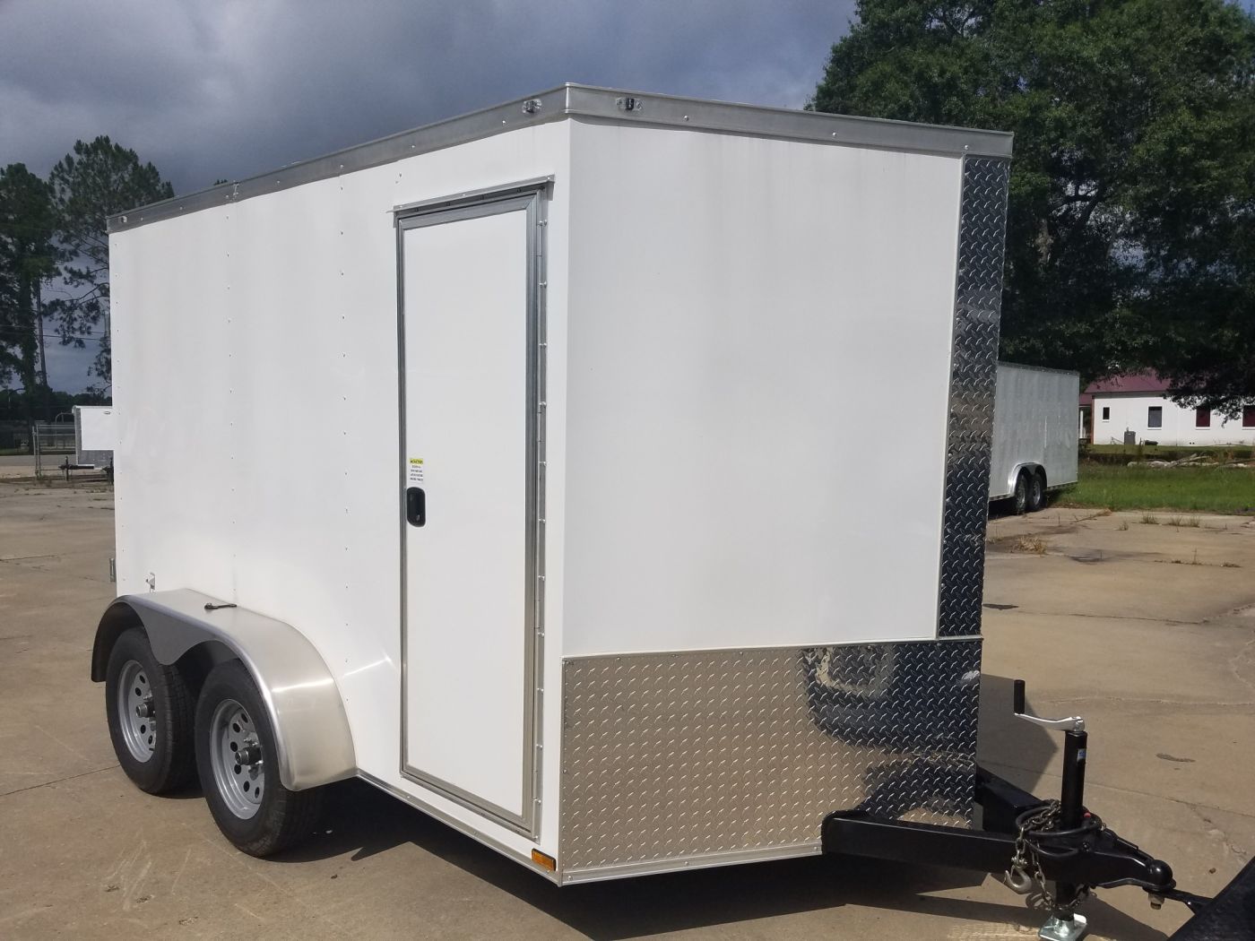 Diamond Cargo 7x10 TA Trailer - White, Bran Doors, Side Door, Extra Height