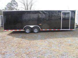 Quality Cargo 8.5x26 TA Trailer - Black, Ramp, Side Door, D-Rings, 5K Axles, Flat Front, Hidden Spare