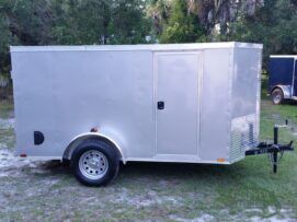 Quality Cargo 5x10 SA Trailer - Silver Frost, Ramp, Side Door, Side Vents