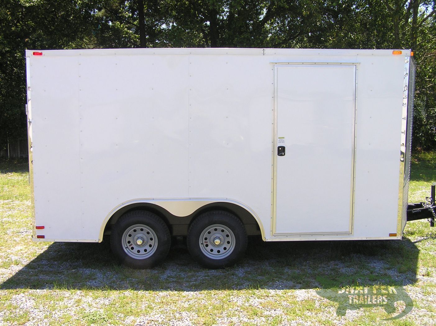 Quality Cargo 8.5x14 TA Trailer - White, Ramp, Side Door, and D-Rings