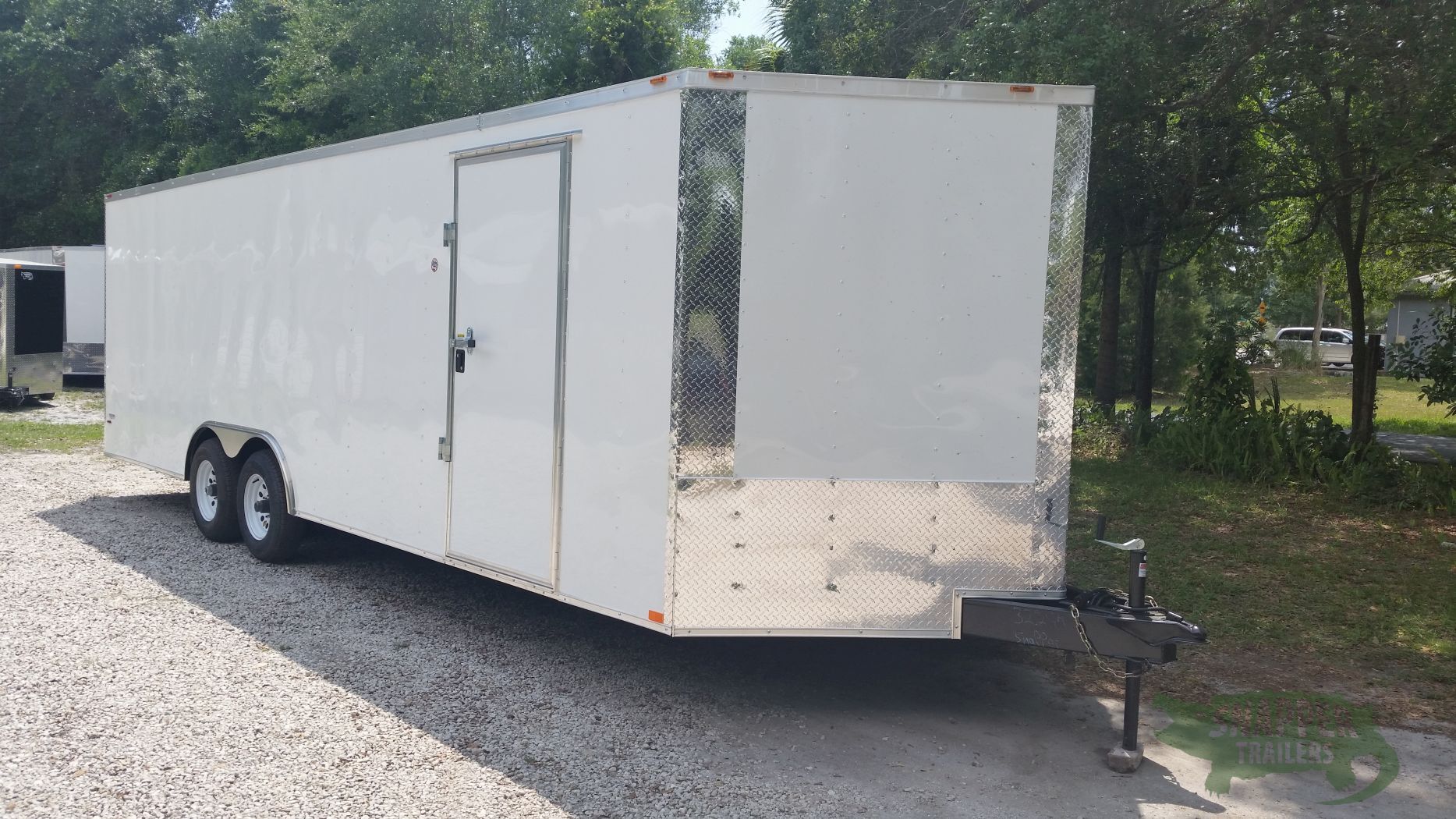 Freedom Trailers 8.5x26 TA Trailer - White, Ramp, Side Door, D-Rings