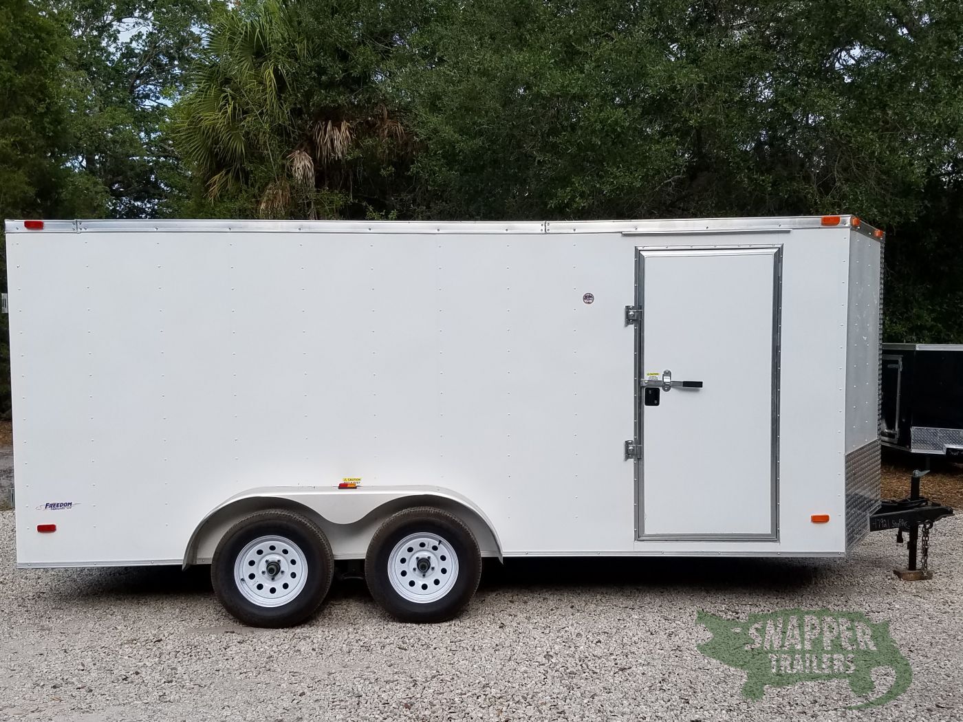Freedom Trailers 7x16 TA Trailer - White, Double Doors, Side Door, Extra Height
