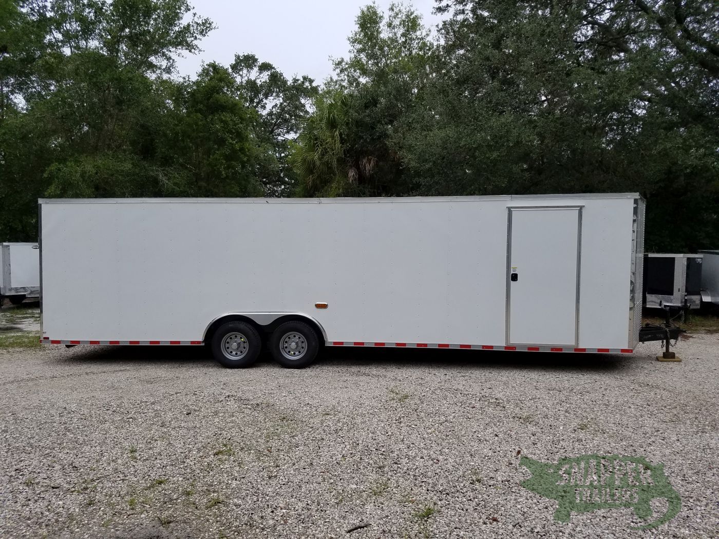 Quality Cargo 8.5x28 TA Trailer - White, Ramp, Side Door, D-Rings, 5K Axles