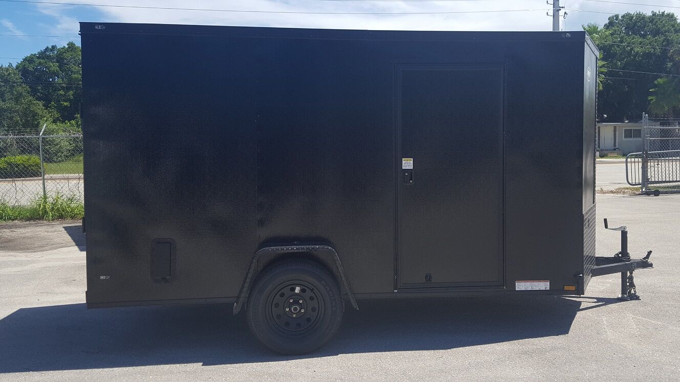 Diamond Cargo 6x12 SA Trailer - Black, Ramp, Side Door, Extra Height, Blackout