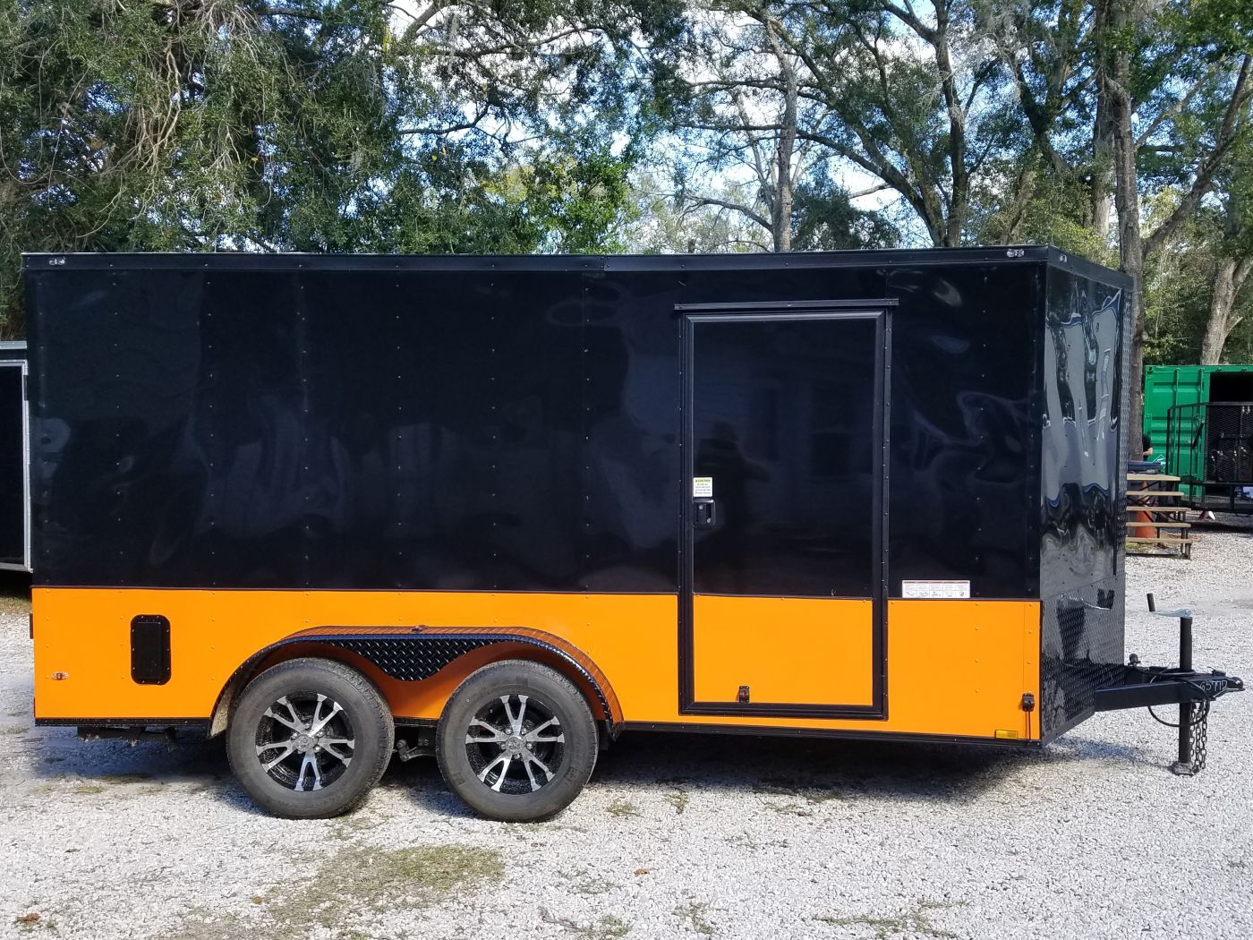 Diamond Cargo 7x14 TA Trailer - Black, Ramp, Side Door, Extra Height, Blackout Motorcycle Package