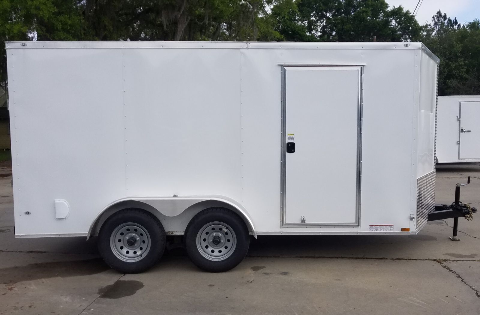 Diamond Cargo 7x14 TA Trailer - White, Ramp, Side Door, Extra Height