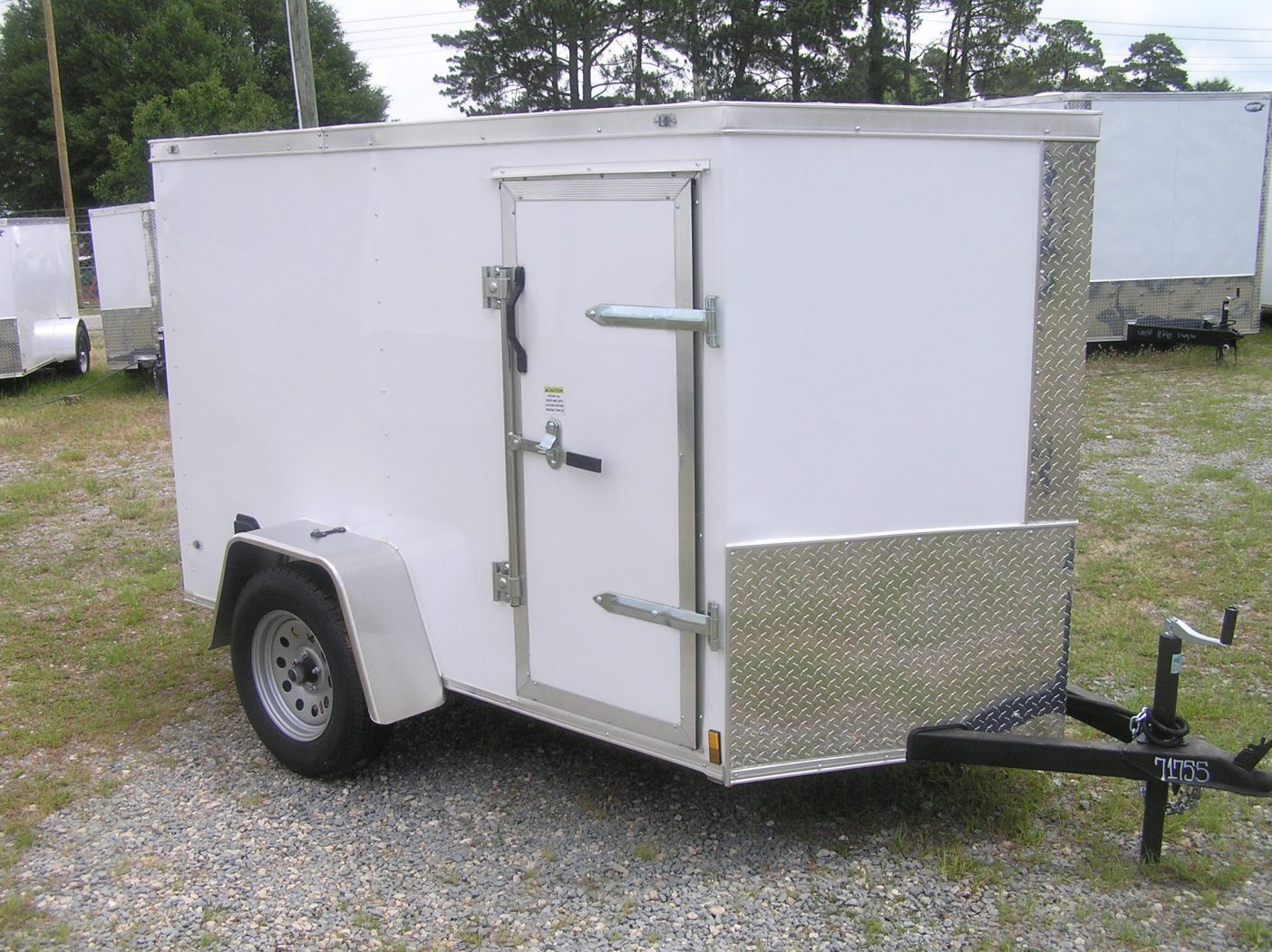 Diamond Cargo 5x8 SA Trailer - White, Rear Ramp, Side Door