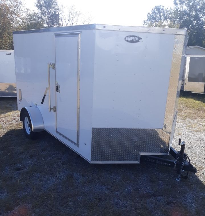 Freedom Trailers 7x12 SA Trailer - White, Ramp, Side Door, Brakes, Extra Height