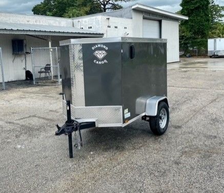 Diamond Cargo 4x6 SA Trailer - Silver Frost, Rear Single Door - Image 2
