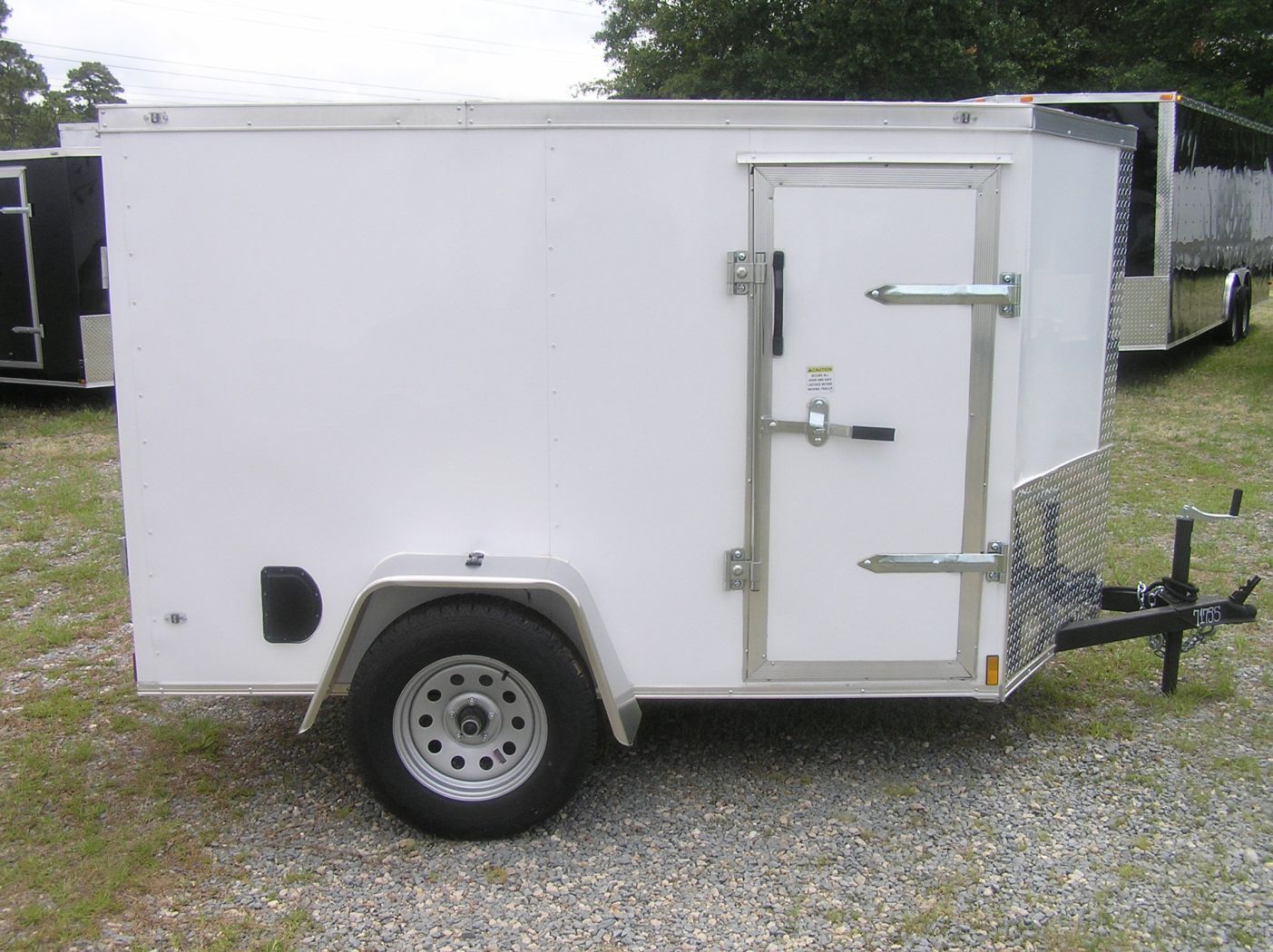 Diamond Cargo 5x8 SA Trailer - White, Ramp, Side Door