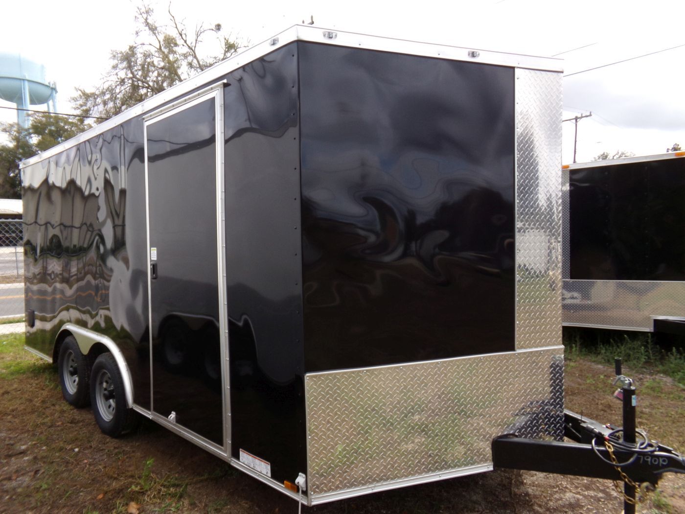 Diamond Cargo 8.5x16 TA Trailer - Black, Ramp, Side Door, D-Rings