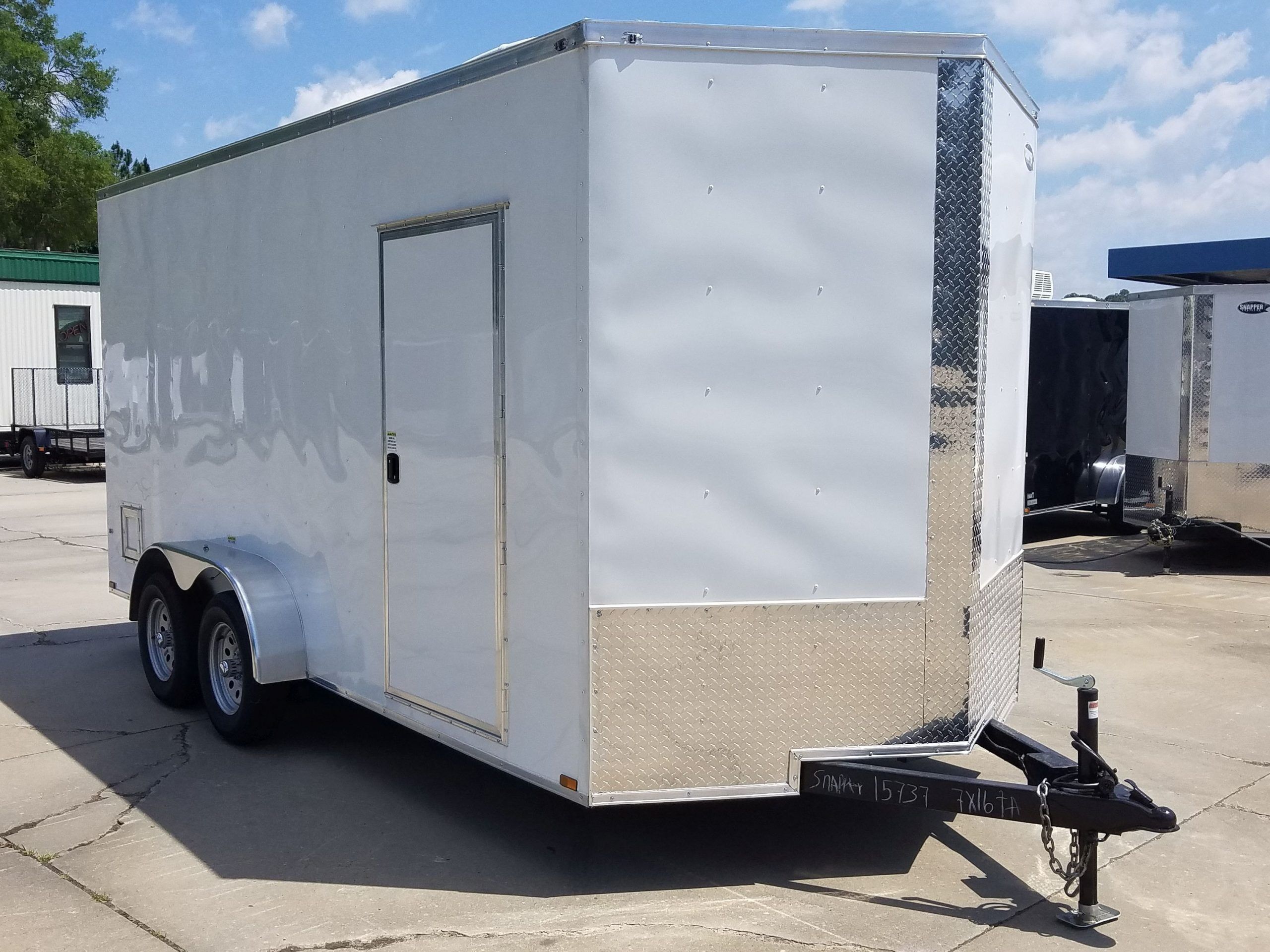 Quality Cargo 7x16 TA Trailer - White, Ramp, Side Door, Extra Height, Insulated, AC