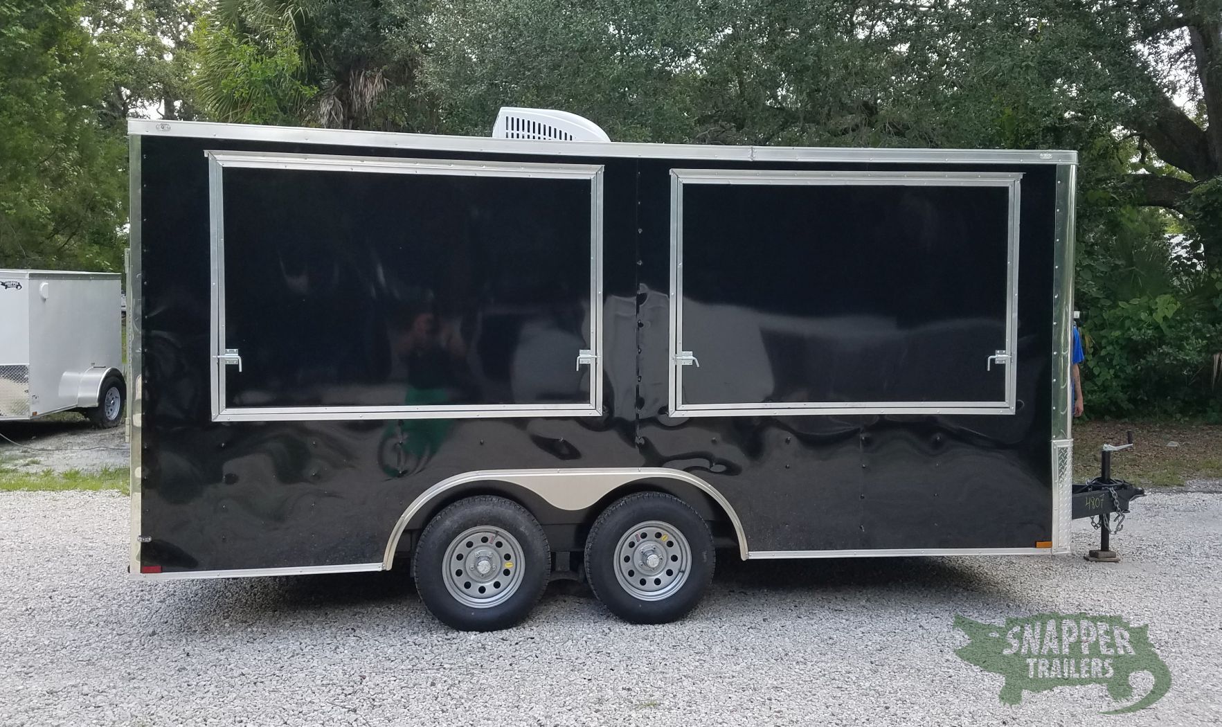 Quality Cargo 8.5x16 TA Trailer - Black, Ramp, Front Door, Concession Doors, 30 Amp Electrical Package and A/C