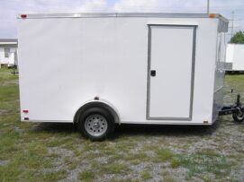 Quality Cargo 7x12 SA Trailer - White, Ramp, Side Door, Brakes, Extra Height